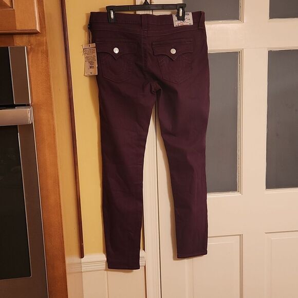 True Religion World Tour Leggings w/ Pocket Flaps in Grape Size 33 US 16 NWT - Picture 8 of 12